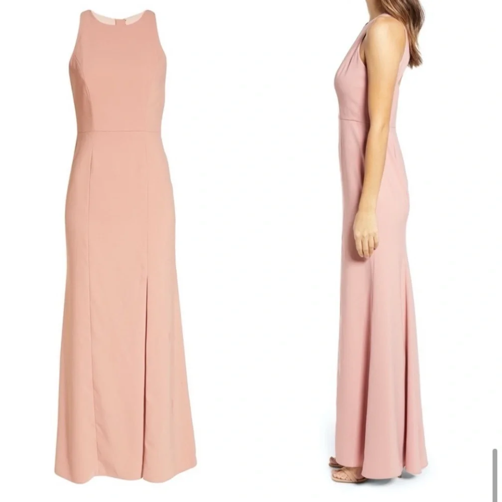 Dessy collection Open Back Gown in desert rose Size 14 New with tags Pink Maxi